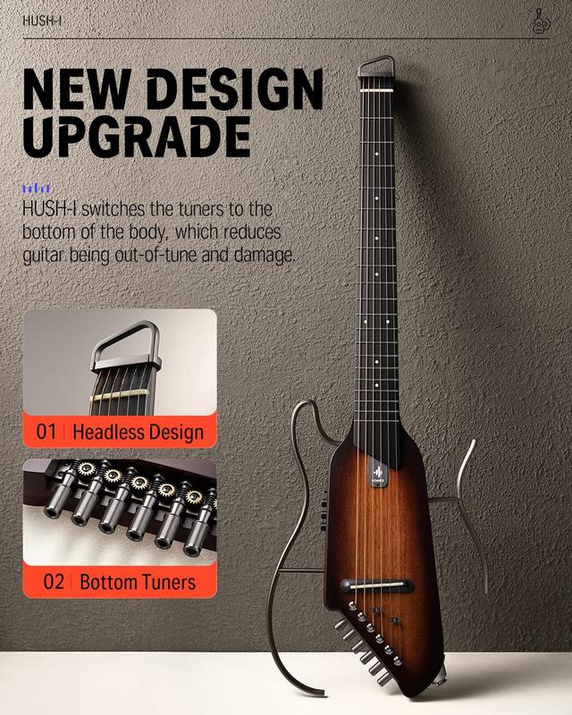Guitarra Donner HUSH-I Headless Acústica-Elétrica com Acessórios